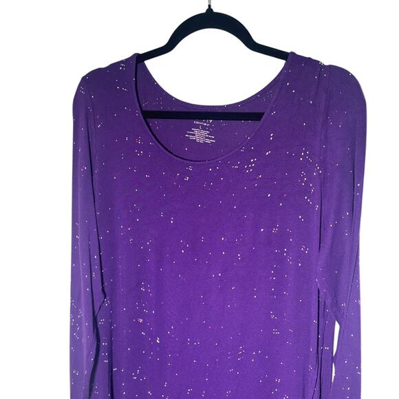 APT 9 ESSENTIALS Size Large Purple Long Sleeve Jersey Tunic Top Speckled - Picture 3 of 7